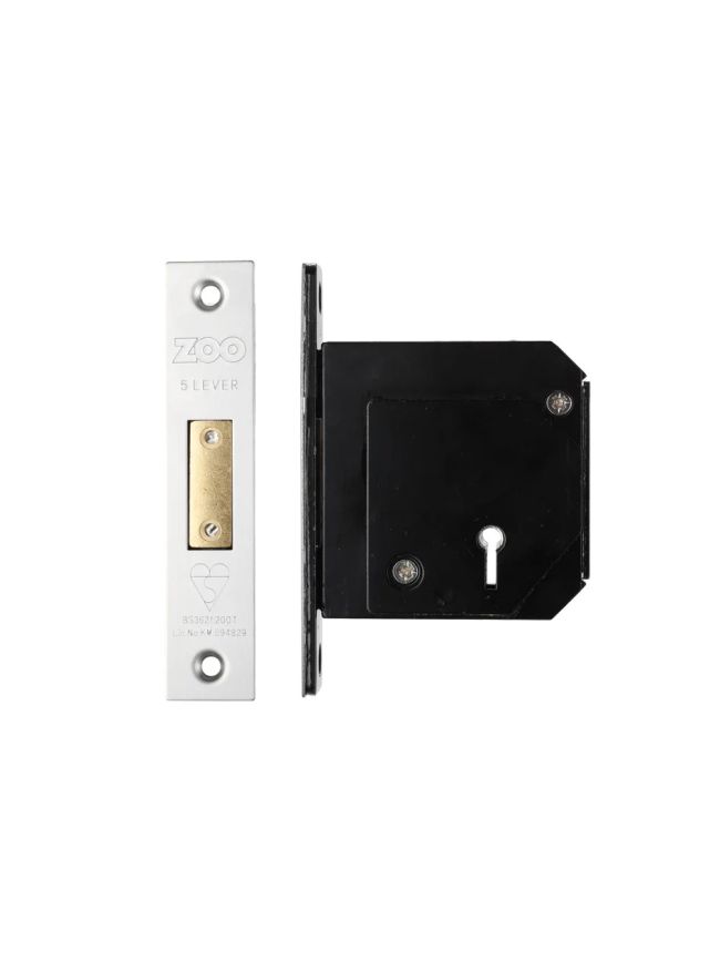 Zoo Hardware British Standard 5 Lever Deadlock - 80mm c/w Esc - Chubb Retro Fit 3G114 - Satin Stainless
