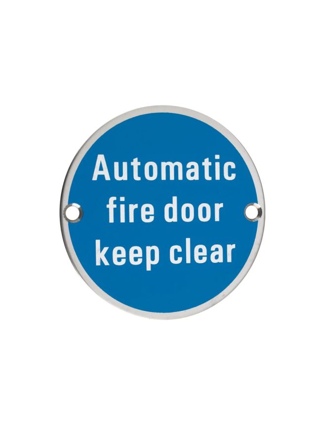 Zoo Hardware Automatic Fire Door Keep Clear - 76mm dia - Stainless Steel