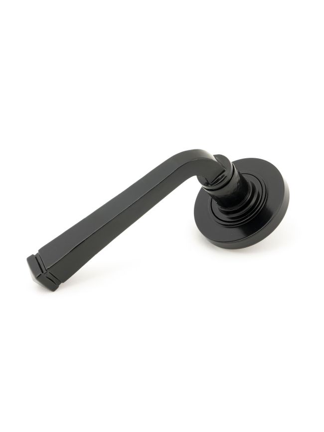 Black Avon Round Lever on Rose Set (Plain)