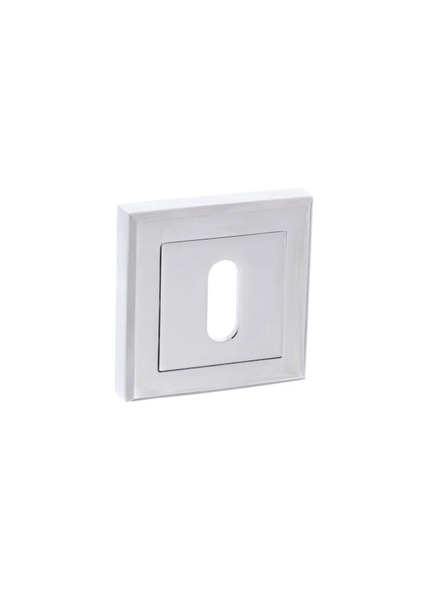 STATUS Key Escutcheons on Square Rose - Polished Chrome (Pair)