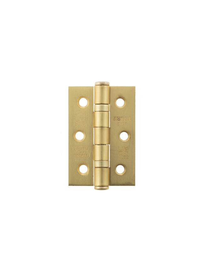 Atlantic CE Fire Rated Grade 7 Ball Bearing Hinges 3" x 2" x 2mm - Satin Brass (Pair)