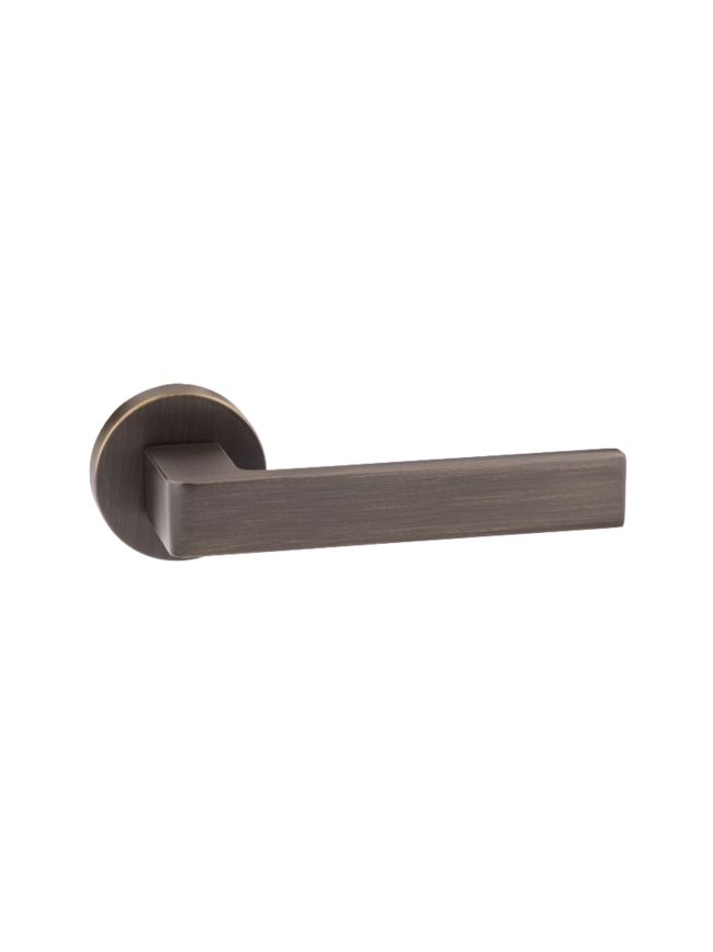 Forme Asti Lever Door Handle on Minimal Round Rose - Urban Bronze (Pair)