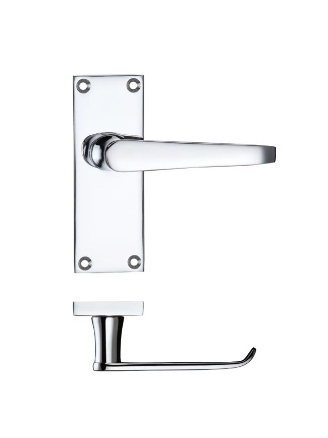 Zoo Hardware Project Victorian flat lever on latch backplate - 114 x 40mm - Polished Chrome