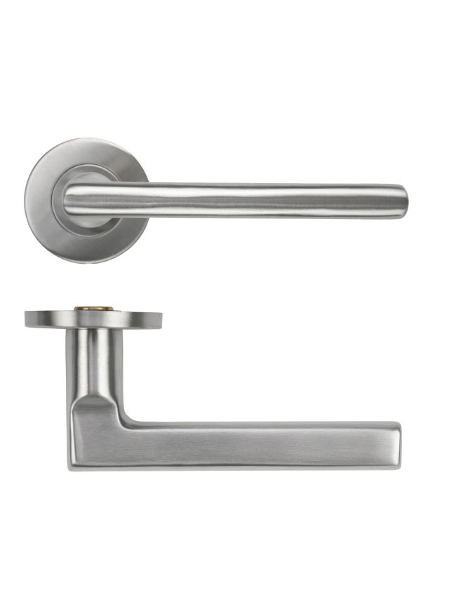 Zoo Hardware Modern Lever on Round Rose 53mm x 6mm Push-on Rose - BS EN 1906 Grade 3 - Grade 201 - Satin Stainless
