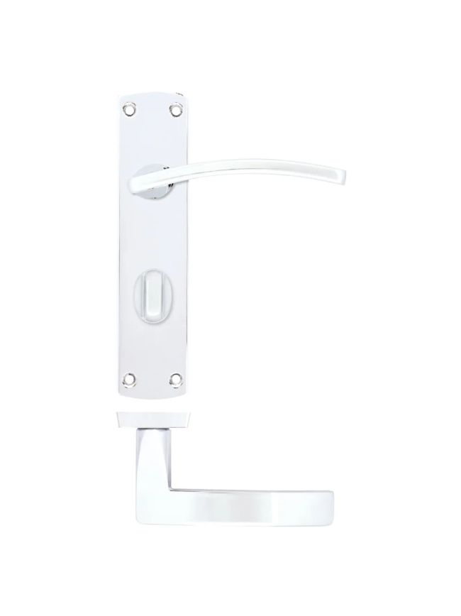 Zoo Hardware Toledo lever on bathroom backplate - Polished Chrome