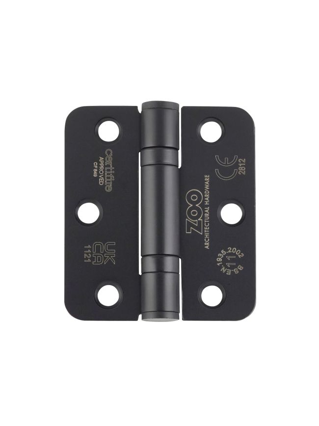 Zoo Hardware Grade 11 Ball Bearing Hinge Stainless Steel Radius - Grade 201 -76 x 67 x 2.5mm - Matt Black