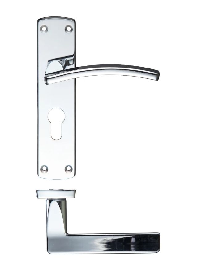 Zoo Hardware Toledo lever on euro backplate - Polished Chrome