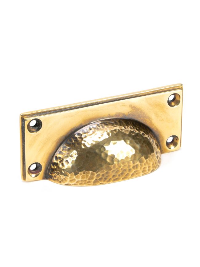 Aged Brass Hammered Art Deco Drawer Pull