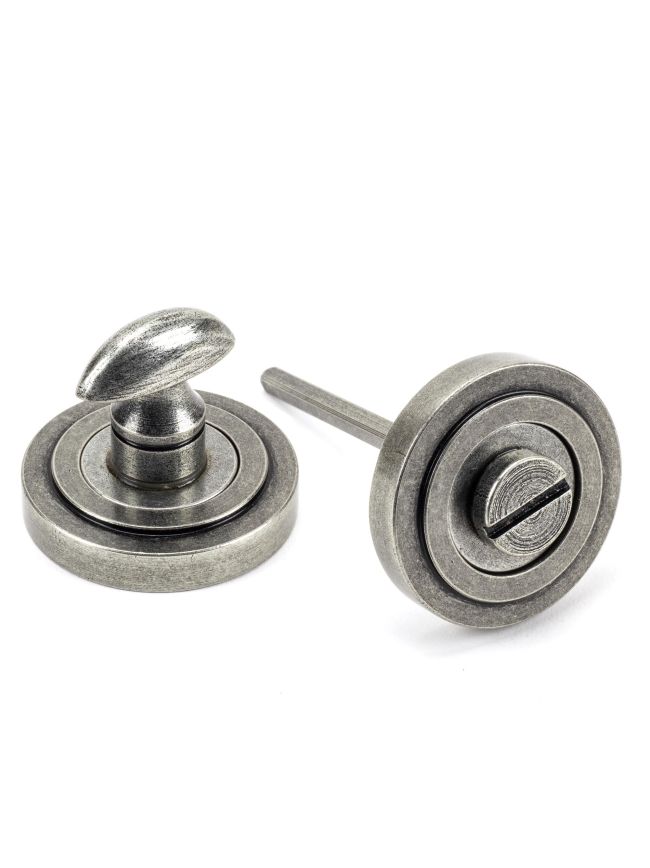 Pewter Round Thumbturn Set (Art Deco)