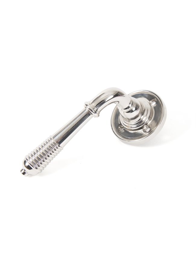 Polished Nickel Reeded Lever on Rose Set - Unsprung