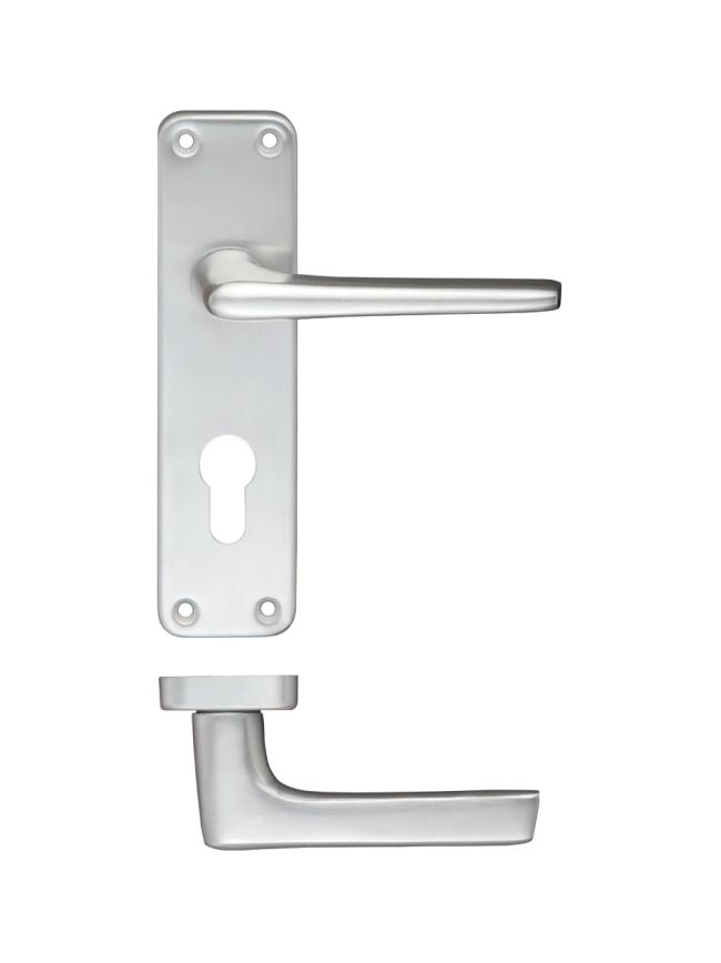 Zoo Hardware Contract Aluminium Lever on Europrofile Backplate - Satin Aluminium