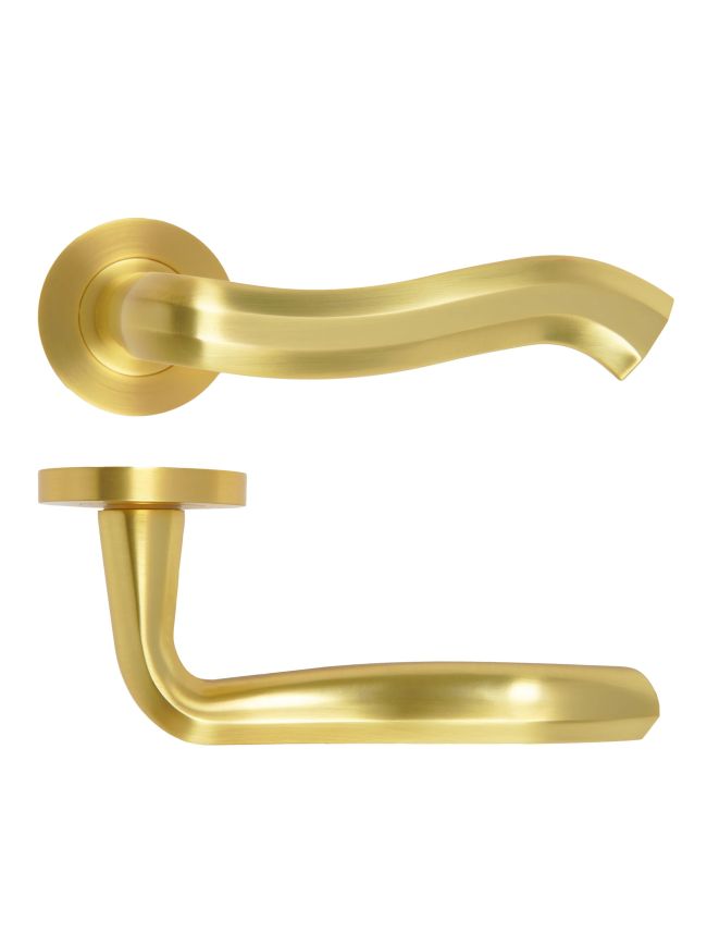 Zoo Hardware Rococo Lever On Round Rose - Satin Brass