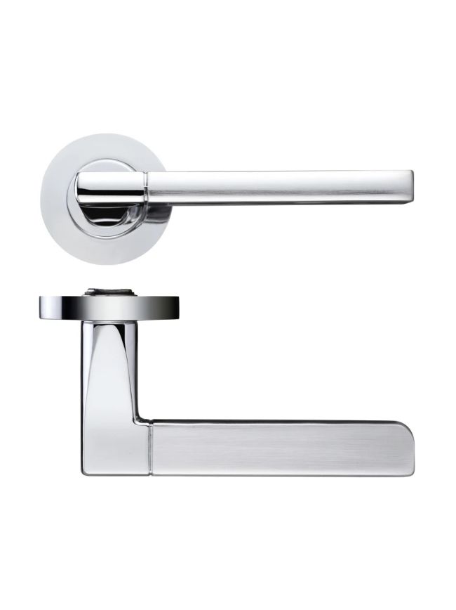 Zoo Hardware Venice lever on round rose - Satin Chrome / Polished Chrome