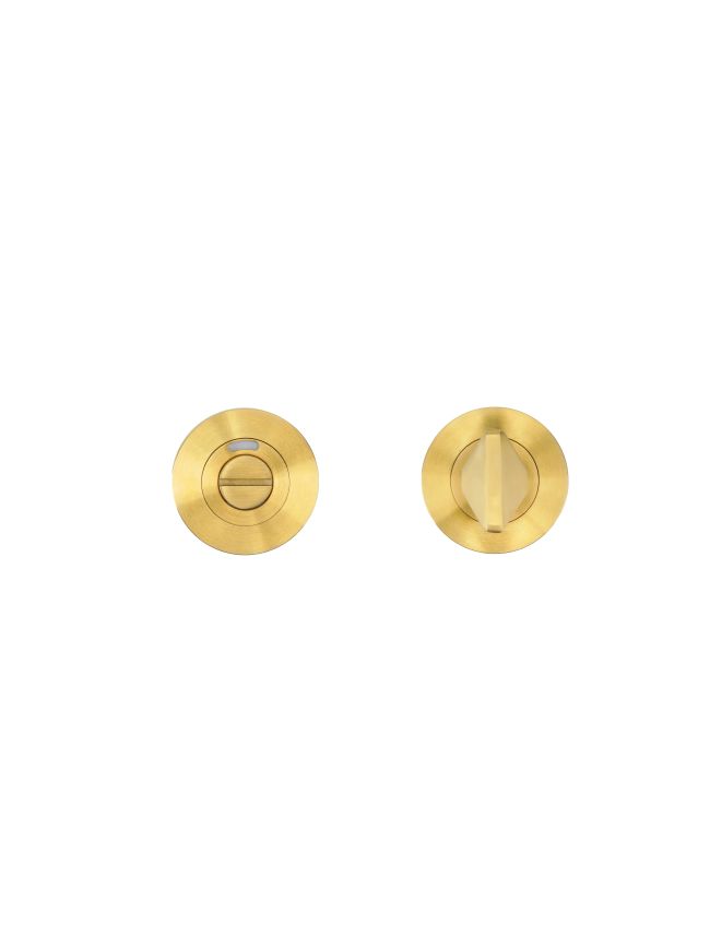 Zoo Hardware Turn & Indicator Release - Round Rose - PVD Satin Brass