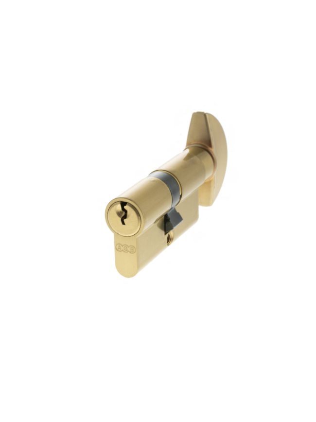 AGB Euro Profile 5 Pin Cylinder Key to Turn 30-30mm (60mm) Keyed Alike - Satin Brass