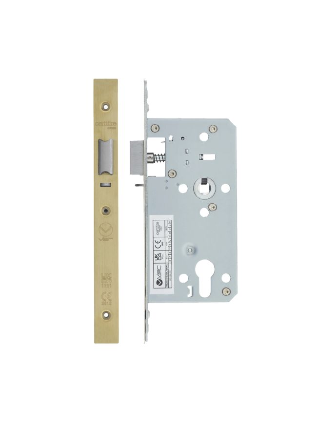 Zoo Hardware 2 Piece - DIN night latch - 72mm c/c - backset 55mm - Satin