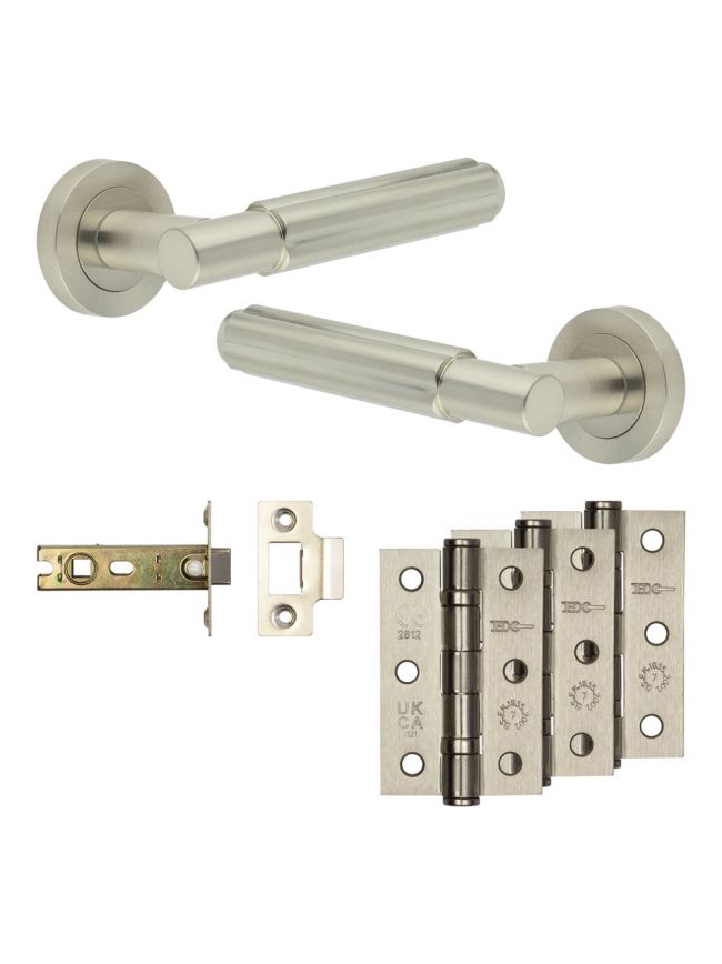 Complete Bloom Door Handle Pack - Internal Doors - Satin Nickel - 76mm / 3-inch Hinges - JE-B3B-SN