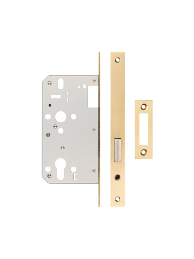 72mm Satin Brass Din Euro Deadlock 60mm Backset - By Frelan Hardware - JL-DD60SB
