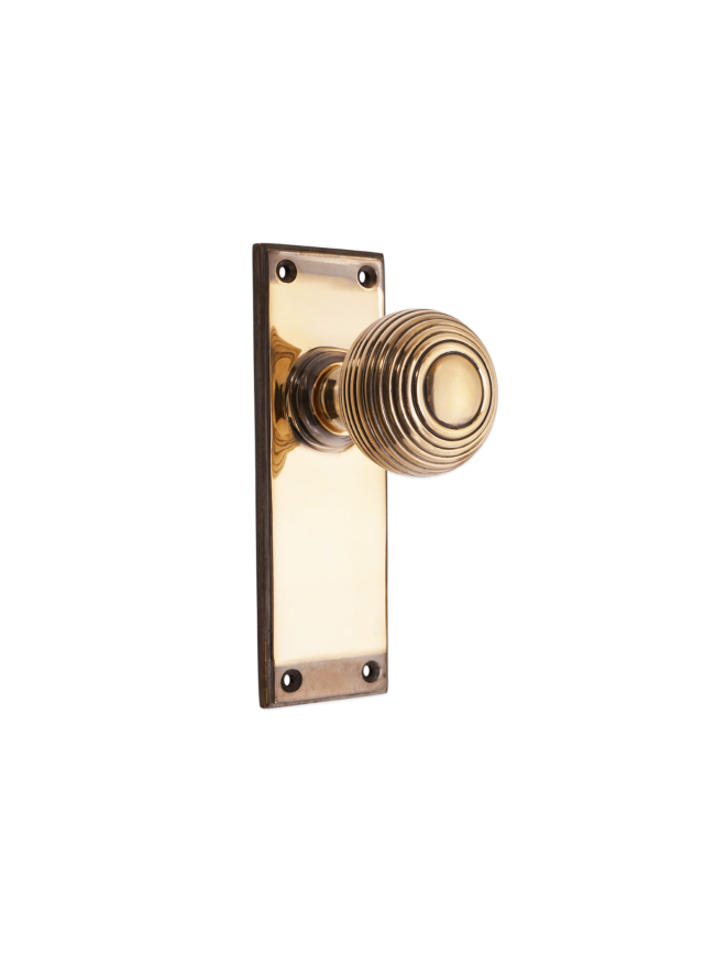 Beehive Knob on Backplate Latch Aged Brass