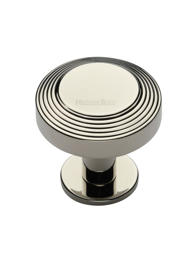 Heritage Brass Cabinet Knob Ridge Design with Rose 38mm Polished Nickel finishUK Registered Design Number 6194410
