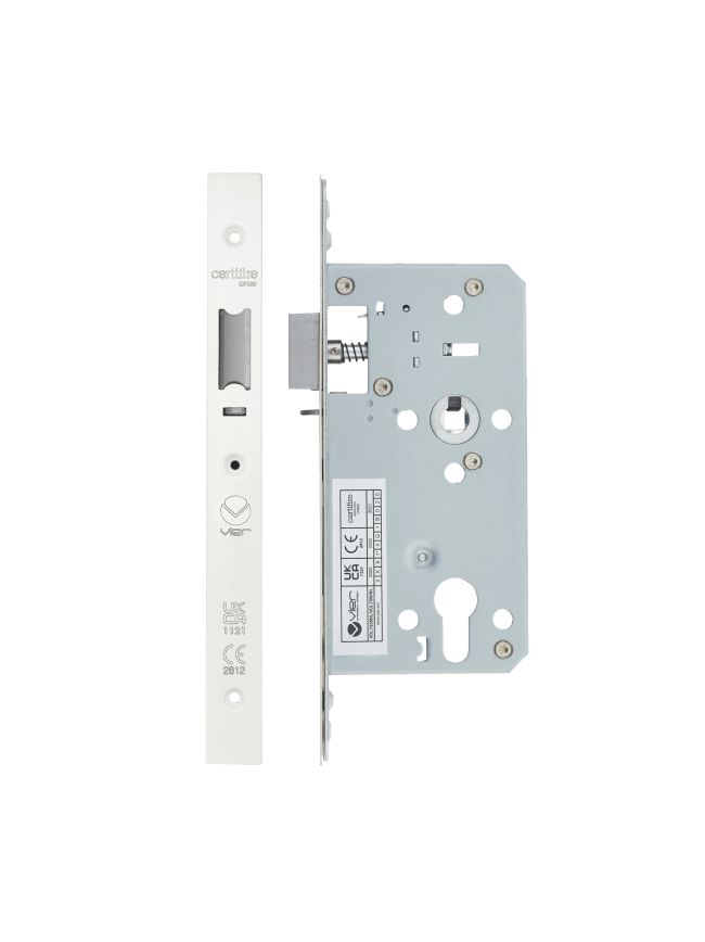 Zoo Hardware 2 Piece - DIN night latch - 72mm c/c - backset 55mm - White