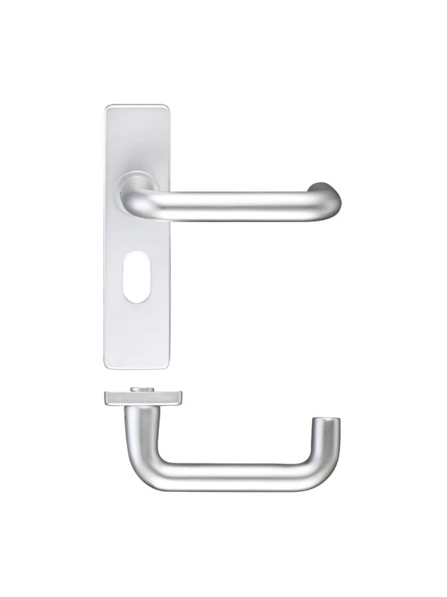Zoo Hardware Return to Door Lever on Oval Profile Backplate (48.5MM) - Satin