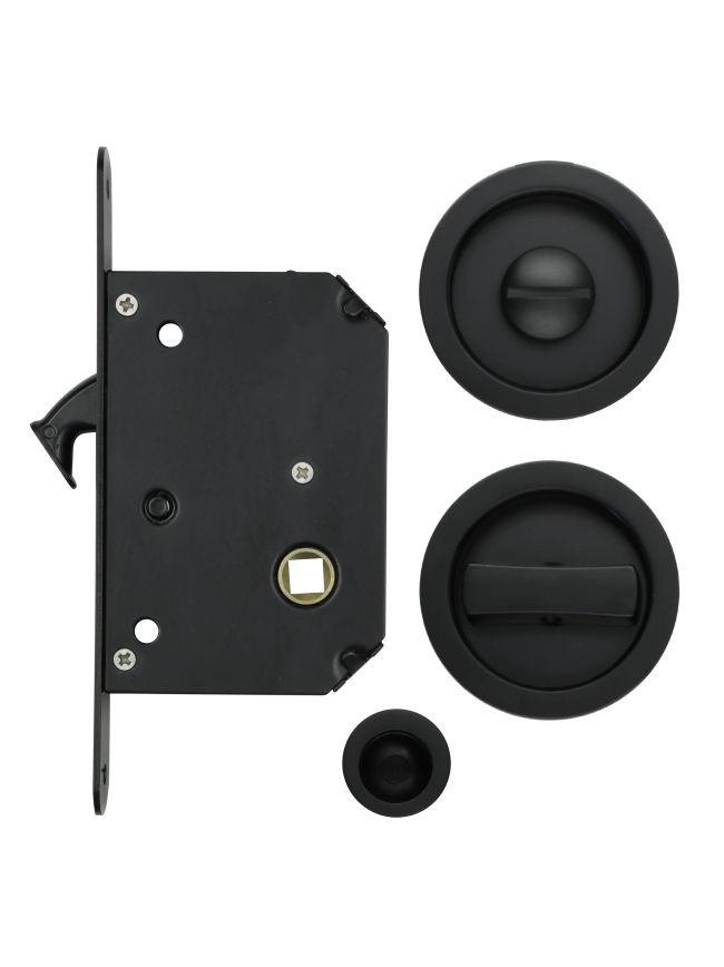 Zoo Hardware Sliding Door Lock Set - Suitable for 35-45mm Thick Doors - Matt Black