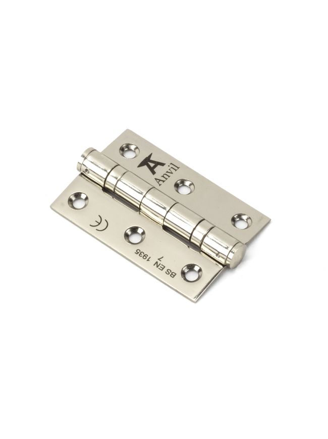 Polished Nickel 3" Ball Bearing Butt Hinge (pair) ss