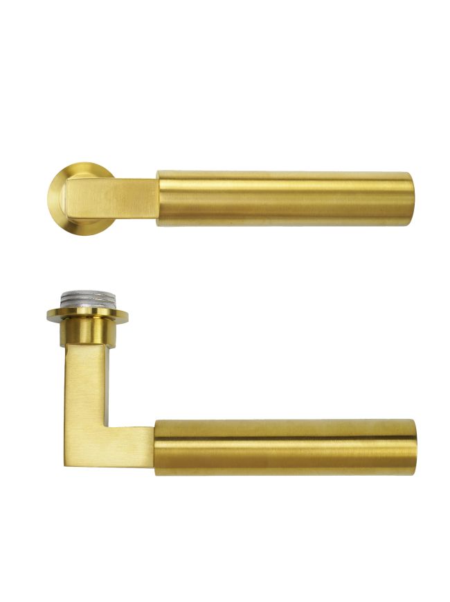 Zoo Hardware Garda Lever on 32mm Round Mini Rose - PVD Satin Brass