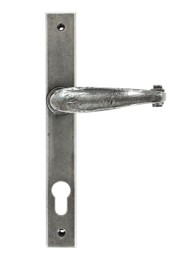 Pewter Cottage Slimline Lever Espag. Lock Set