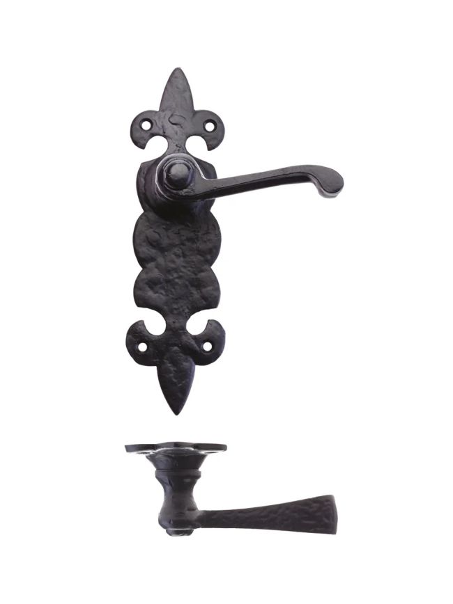 Zoo Hardware Lever on Fleur de Lys Latch Backplate - Black