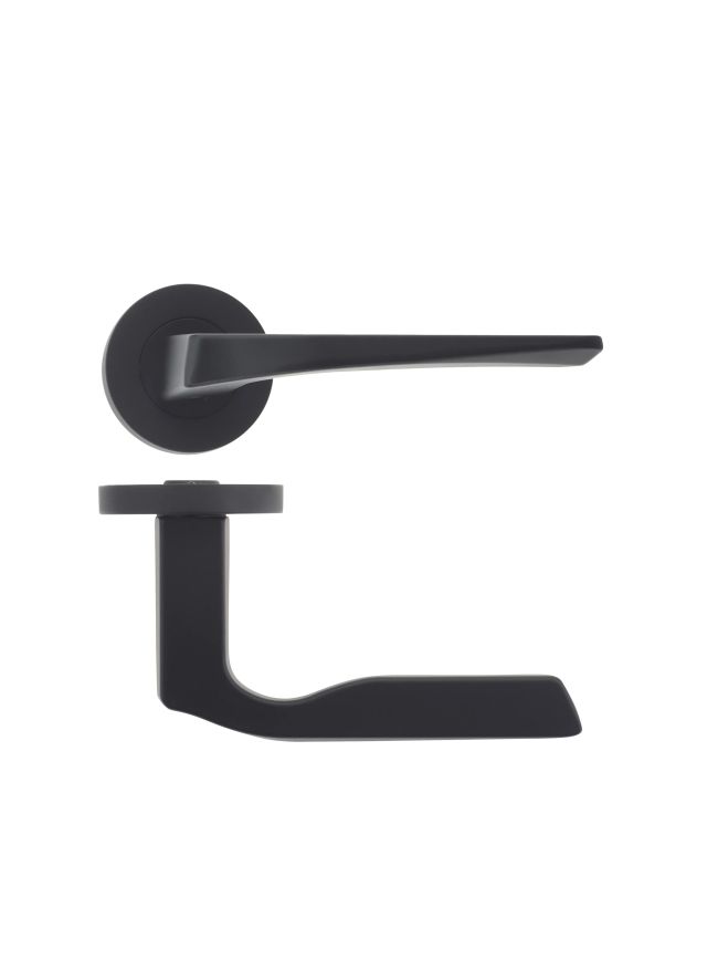Zoo Hardware Lyra lever on round rose - Oscuro Matt Black