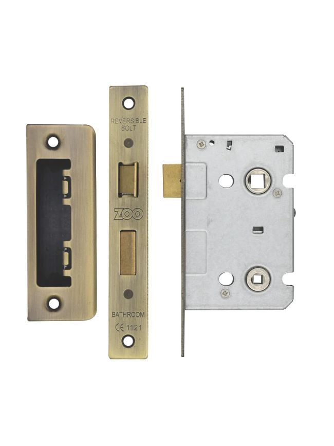 Zoo Hardware Bathroom Lock 2.5" - 57mm c/c - Antique Brass