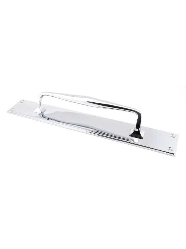 Polished Chrome 425mm Art Deco Pull Handle on Backplate