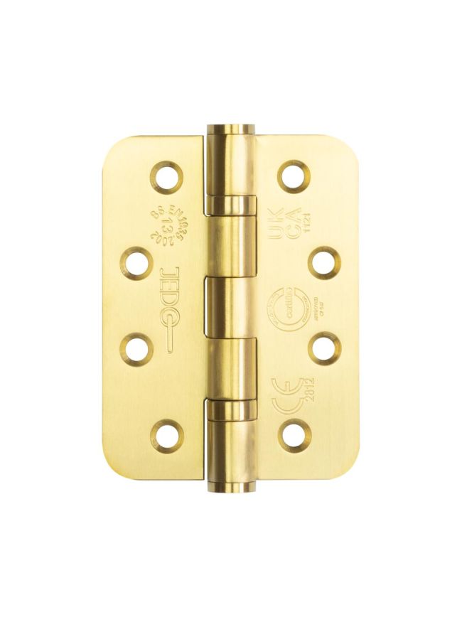 Jedo Stainless Steel Grade 13 Radiused Ball Bearing Hinges - 102x76x3mm - Satin Brass - Pair - J9500RSB