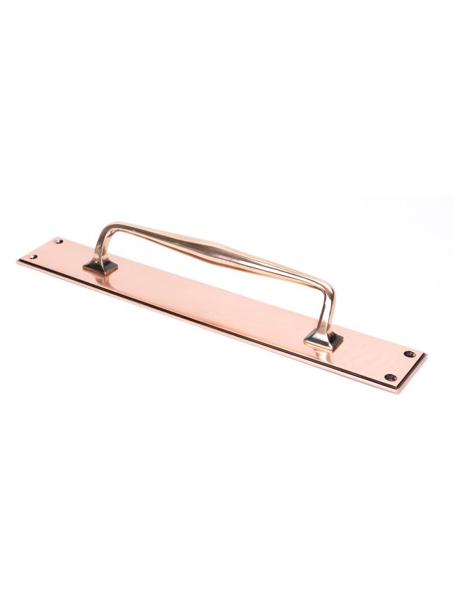 Polished Bronze 425mm Art Deco Pull Handle on Backplate