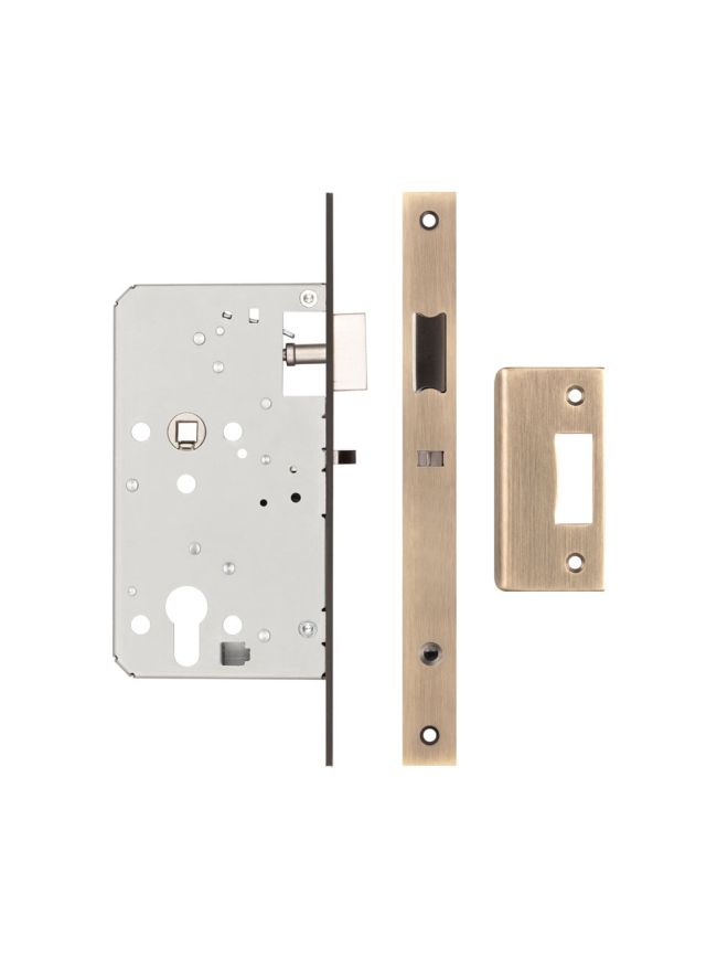 72mm Antique Brass Din Euro Nightlatch 60mm Backset - By Frelan Hardware - JL-DNL60AB
