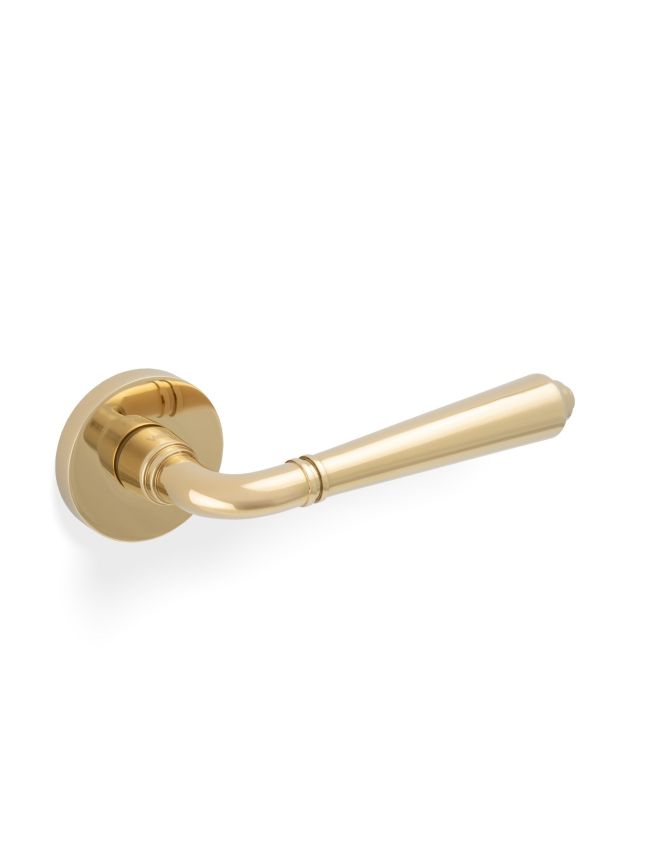 Valli Teseo Lever on Round Rosette - Polished Brass PVD