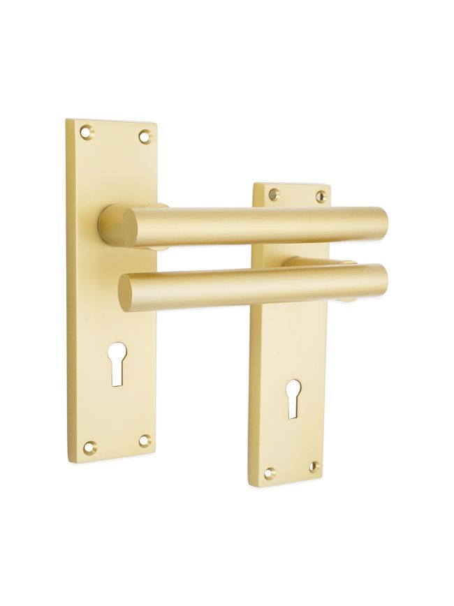 Jura Lever on Backplate Lock Satin Brass