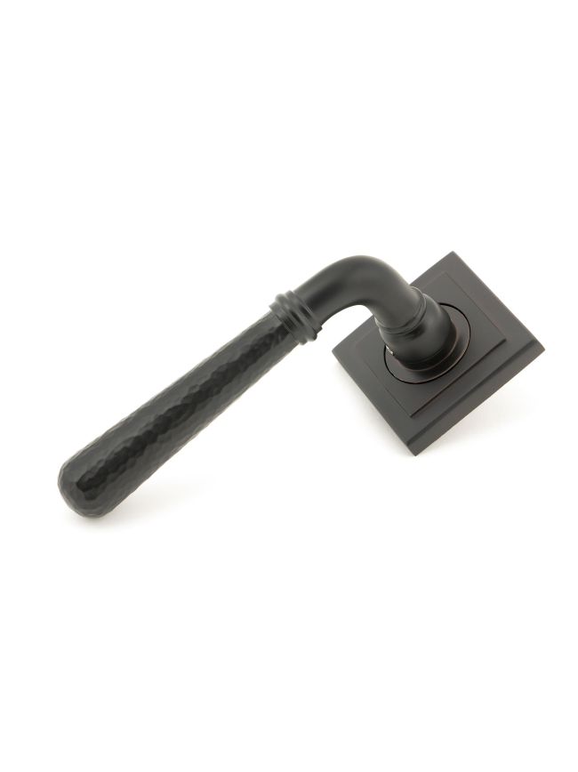 Aged Bronze Hammered Newbury Lever on Rose Set (Square) - Unsprung