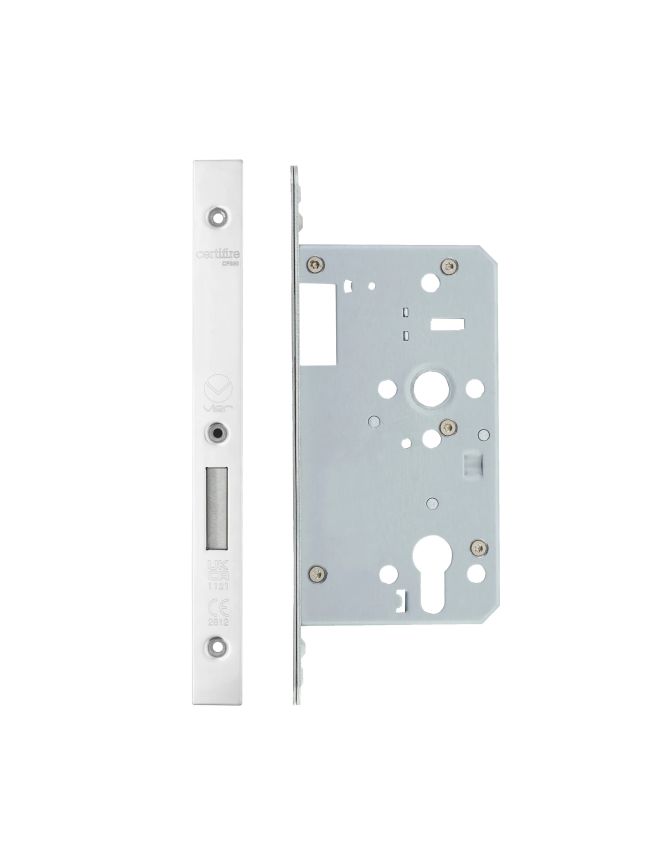 Zoo Hardware Din Euro Deadlock- Backset 60mm - 2 Pc Forend - Square - PSS - Single Throw - Stainless Steel