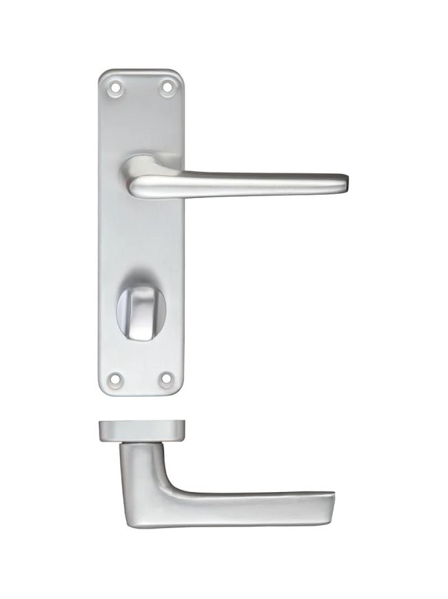 Zoo Hardware Contract Aluminium Lever on Privacy Backplate - Satin Aluminium