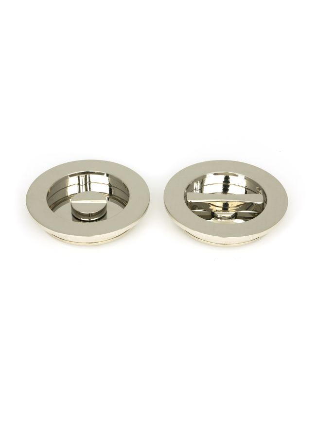 Polished Nickel 75mm Plain Round Pull - Privacy Set
