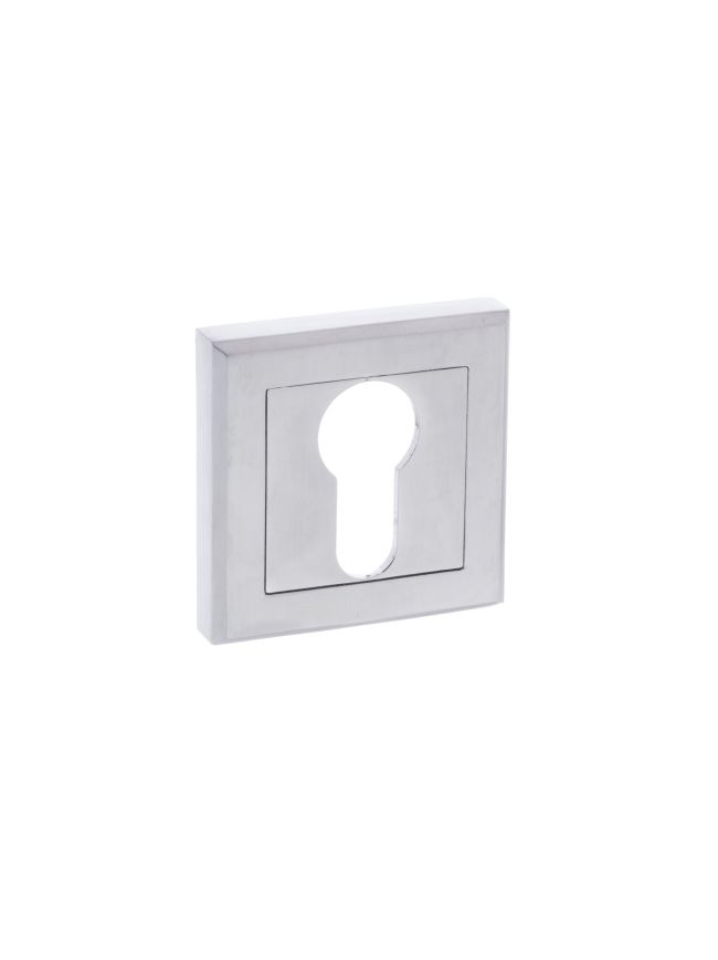 STATUS Euro Escutcheons on Square Rose - Satin Chrome (Pair)