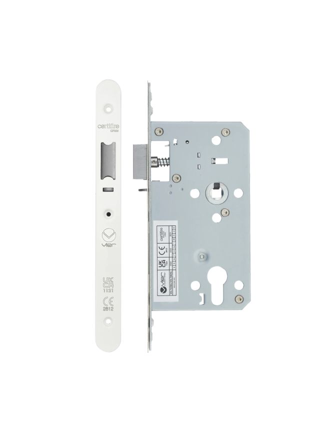 Zoo Hardware 2 Piece - DIN night latch - 72mm c/c - backset 60mm - radius - White