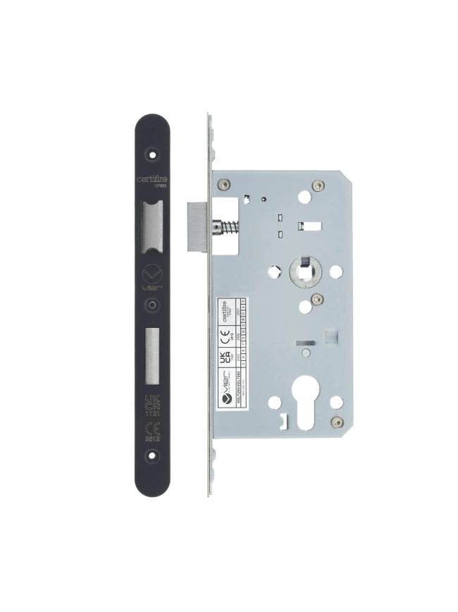 Zoo Hardware 2 Piece - DIN euro sashlock - 72mm c/c - backset 60mm - radius - Black