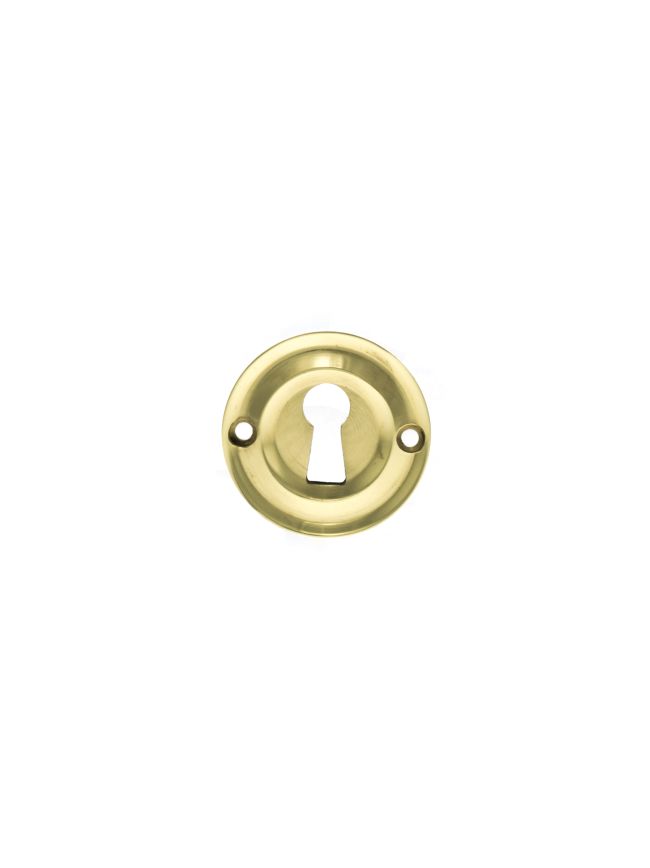 Old English Solid Brass Open Key Hole Escutcheons - Raw Brass (Pair)