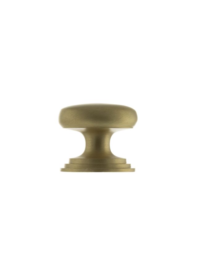 Old English Lincoln Solid Brass Victorian Knob 32mm on Concealed Fix - Satin Brass