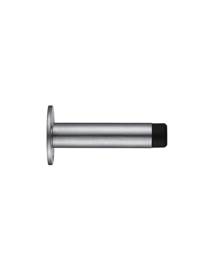 Zoo Hardware Door Stop - Cylinder with Rose 70mm - Face Fix - Satin Chrome