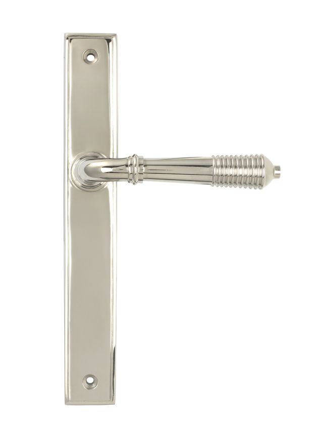 Polished Nickel Reeded Slimline Lever Latch Set